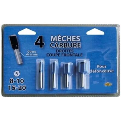 Set di frese dritte Leman - 4 pezzi - Carburo solido - Ø8mm Set di frese dritte Leman - 4 pezzi - Carburo solido - Ø8mm
