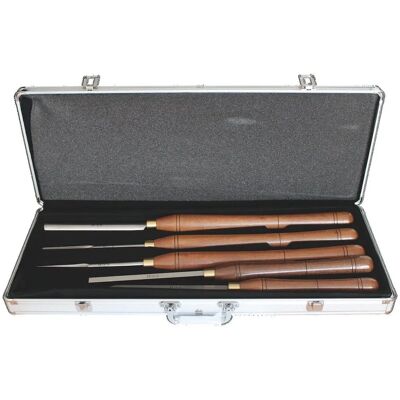 Leman - Scatola di legno con 5 utensili di tornitura - Per tornio elettronico TAB 110 e TAB 120 Leman - Scatola di legno con 5 utensili di tornitura - Per tornio elettronico TAB 110 e TAB 120