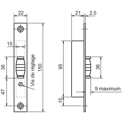 Serrure METALUX - Modèle F123210000 - Hauteur 95mm Serrure METALUX - Modèle F123210000 - Hauteur 95mm