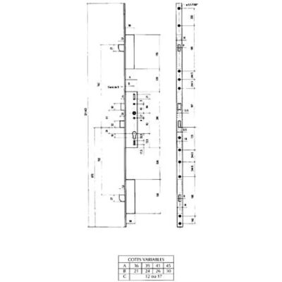 METALUX 92MTX U7/41 mm Serrure multipoints - Réversible 3 points METALUX 92MTX U7/41 mm Serrure multipoints - Réversible 3 points