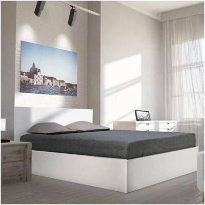 Lit de rangement Weber avec matelas 140x200 cm - Blanc - Publicité Lit de rangement Weber avec matelas 140x200 cm - Blanc - Publicité