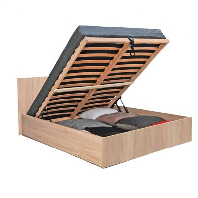 Vente-unique Elphege Bed with Storage - 160x200cm, Natural Light, Roble Vente-unique Elphege Bed with Storage - 160x200cm, Natural Light, Roble
