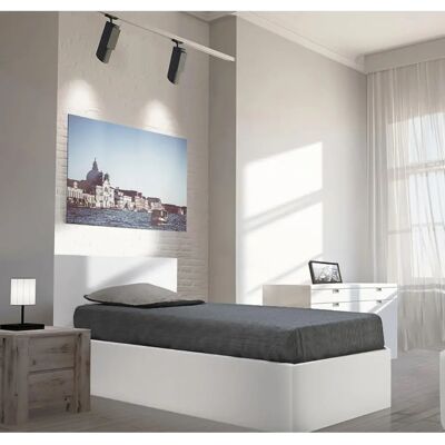 WEBER INDUSTRIES Lit Madrid avec Rangement - Blanc - 90x190 cm - Publicité WEBER INDUSTRIES Lit Madrid avec Rangement - Blanc - 90x190 cm - Publicité