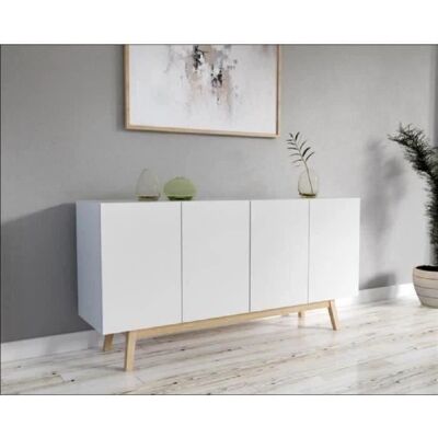 Buffet ALBA 4 portes Blanc/Naturel - Buffet - Publicité Buffet ALBA 4 portes Blanc/Naturel - Buffet - Publicité