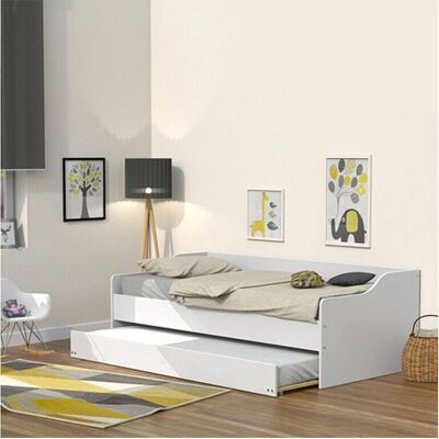Lit blanc Weber gain de place avec 2 sommiers - Lit - Publicité Lit blanc Weber gain de place avec 2 sommiers - Lit - Publicité