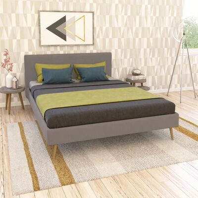 Weber Lit - FJORD - 140x190 - Gris clair - Bed - Publicité Weber Lit - FJORD - 140x190 - Gris clair - Bed - Publicité