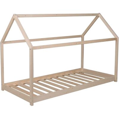 Cama de madera de haya natural con somier - cama Cama de madera de haya natural con somier - cama