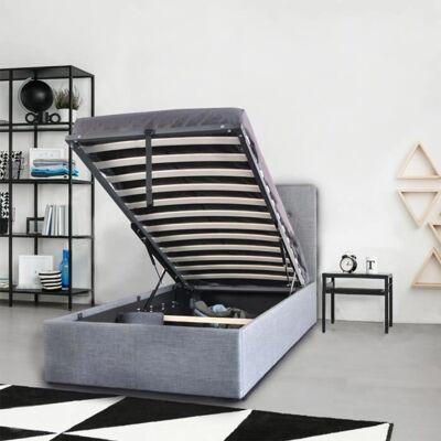 Cama Weber PARMA 90x190 - Cabecera acolchada, Somier de madera, Desmontada Cama Weber PARMA 90x190 - Cabecera acolchada, Somier de madera, Desmontada