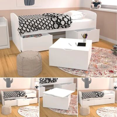 Vente-unique Louane Bed with 2 Drawers and Storage - Childrens Bedroom Furniture Vente-unique Louane Bed with 2 Drawers and Storage - Childrens Bedroom Furniture