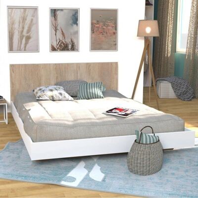 Weber Lit - LOFT - 140x190 - Blanc & chêne blanchi - Bed - Publicité Weber Lit - LOFT - 140x190 - Blanc & chêne blanchi - Bed - Publicité