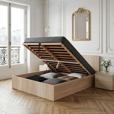Weber Lit - MADRID - 180x200 - Chêne Blanchi - Bed - Publicité Weber Lit - MADRID - 180x200 - Chêne Blanchi - Bed - Publicité
