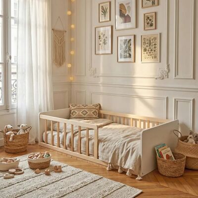 Cama infantil Weber Pilou 70x140 - Estilo escandinavo, Blanco/Natural Cama infantil Weber Pilou 70x140 - Estilo escandinavo, Blanco/Natural
