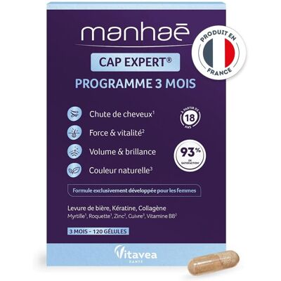 Vitavea Manhaé Cap Expert - Complément capillaire avec biotine, zinc, cuivre - 120 gélules - Publicité Vitavea Manhaé Cap Expert - Complément capillaire avec biotine, zinc, cuivre - 120 gélules - Publicité