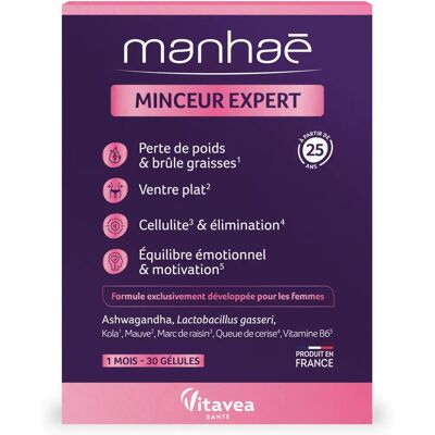 Vitavea Manhaé Minceur Expert - Brûle Graisse - 30 Gélules - Publicité Vitavea Manhaé Minceur Expert - Brûle Graisse - 30 Gélules - Publicité