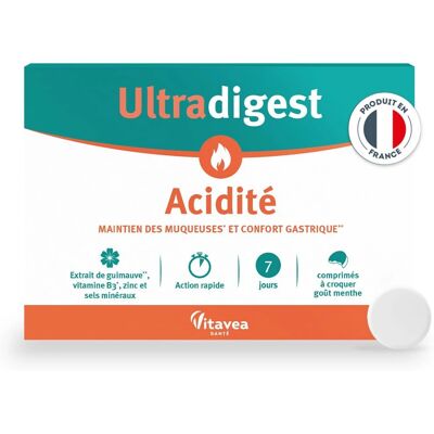 Vitavea Ultradigest Comprimés à Croquer pour l'Acidité - Complément Alimentaire - Publicité Vitavea Ultradigest Comprimés à Croquer pour l'Acidité - Complément Alimentaire - Publicité