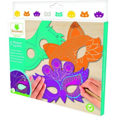 Sycomore - Portfolio di Arte da Grattare - Maschere - Kit Creativo Sycomore - Portfolio di Arte da Grattare - Maschere - Kit Creativo