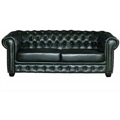Linea Sofa - Sofá Chesterfield de Cuero de Búfalo - 3 Plazas - Verde Pino - Clásico Moderno Linea Sofa - Sofá Chesterfield de Cuero de Búfalo - 3 Plazas - Verde Pino - Clásico Moderno