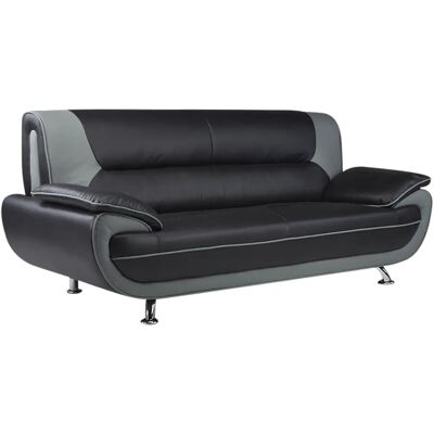 Sofa Nigel szary - 3-osobowy - Z imitation skórą Sofa Nigel szary - 3-osobowy - Z imitation skórą