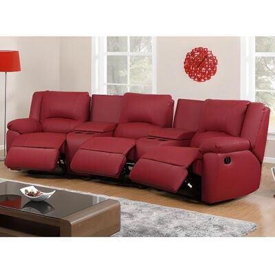 Venta-unique 3-Sitzer Leder Relaxsofa - Entspannungsarmlehne - Rot Venta-unique 3-Sitzer Leder Relaxsofa - Entspannungsarmlehne - Rot