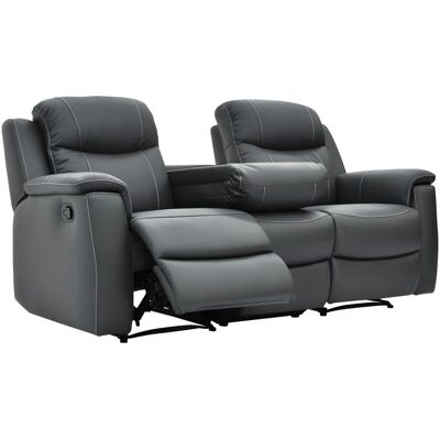 Unique - Canapé Relax 3 Places en Cuir - Gris Anthracite - Mécanisme Relax - Publicité Unique - Canapé Relax 3 Places en Cuir - Gris Anthracite - Mécanisme Relax - Publicité