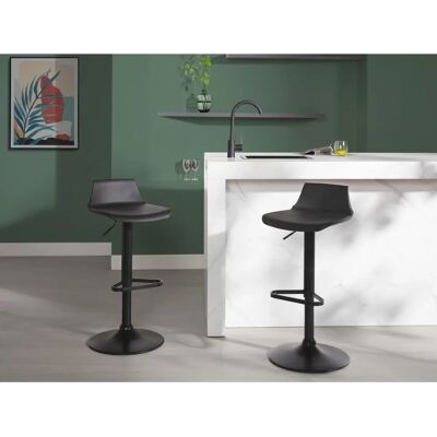 Vente-unique Calas Adjustable Black Bar Stool - Bar Stool Vente-unique Calas Adjustable Black Bar Stool - Bar Stool