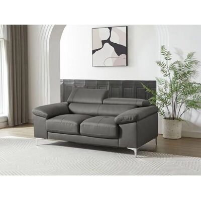 Vente-unique Solange Canapé en Cuir 2 Places - Anthracite - Publicité Vente-unique Solange Canapé en Cuir 2 Places - Anthracite - Publicité