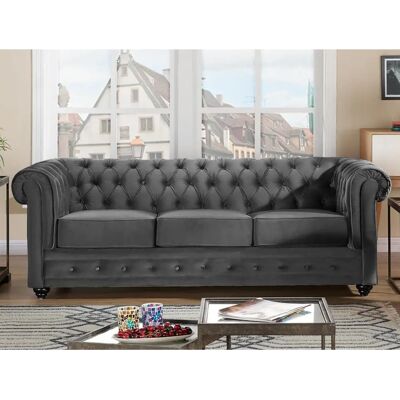 Sofá Chesterfield de Veludo - 3 Lugares Sofá Chesterfield de Veludo - 3 Lugares