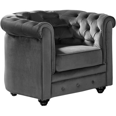 Merk Model - Fluwelen Chesterfield Bank - Antraciet Merk Model - Fluwelen Chesterfield Bank - Antraciet