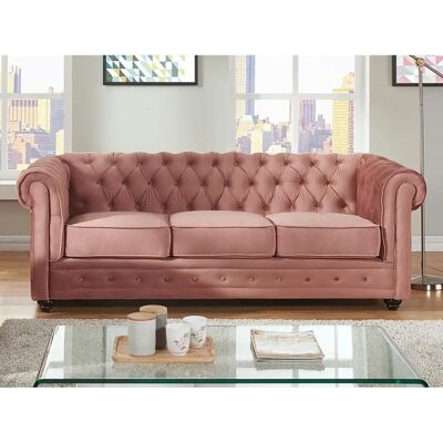 Canapé Chesterfield Velours 3 Places - Vente-unique Canapé Chesterfield Velours 3 Places - Vente-unique