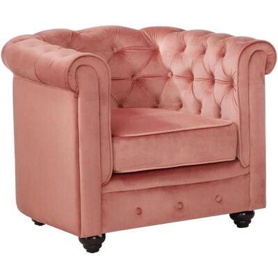 Poltrona Chesterfield Vente-unique - Veludo, Rosa - Estilo Clássico Poltrona Chesterfield Vente-unique - Veludo, Rosa - Estilo Clássico