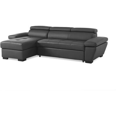 Vente-unique Jonova Leder Ecksofa - Grau - Linke Ecke - 4 Sitze Vente-unique Jonova Leder Ecksofa - Grau - Linke Ecke - 4 Sitze