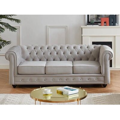 Canapé Chesterfield Vente-unique - Gris clair 3 places Canapé Chesterfield Vente-unique - Gris clair 3 places