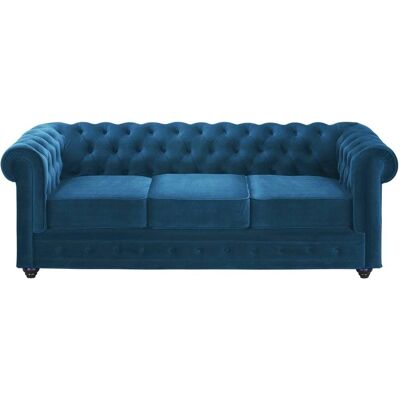 Canapé Chesterfield en Velours - 3 Places, Vert d'eau - Publicité Canapé Chesterfield en Velours - 3 Places, Vert d'eau - Publicité