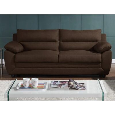Vente-unique Manoa Canapé 3 Places - Tissu, Marron - Design Moderne - Publicité Vente-unique Manoa Canapé 3 Places - Tissu, Marron - Design Moderne - Publicité
