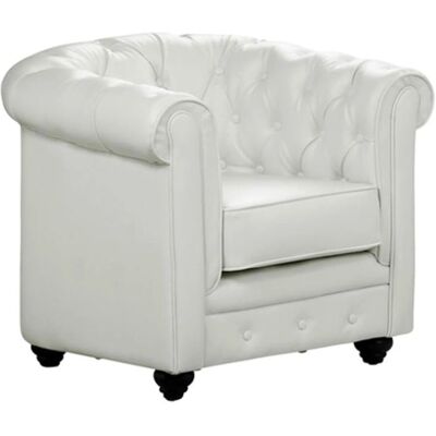 Canapé Chesterfield en Simili Cuir Blanc - Vente-unique - Publicité Canapé Chesterfield en Simili Cuir Blanc - Vente-unique - Publicité