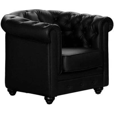 Vente-Unique Sofá Chesterfield em Couro Sintético Preto - Sofá Vente-Unique Sofá Chesterfield em Couro Sintético Preto - Sofá
