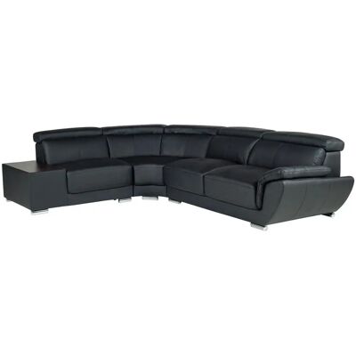 Sofa narożna z skóry LINEA SOFA - Czarny - Lewy Kąt - 5 Miejsc Sofa narożna z skóry LINEA SOFA - Czarny - Lewy Kąt - 5 Miejsc