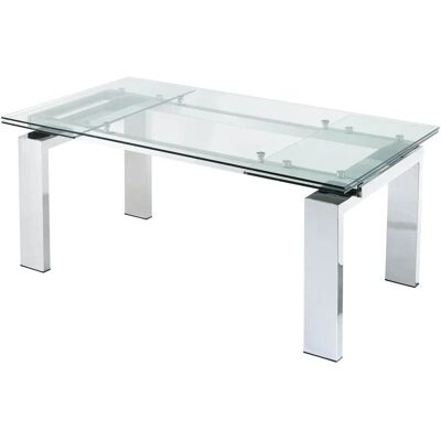 Vente-unique Lubana Tavolo da Pranzo Estensibile - Vetro Temperato & Metallo Vente-unique Lubana Tavolo da Pranzo Estensibile - Vetro Temperato & Metallo