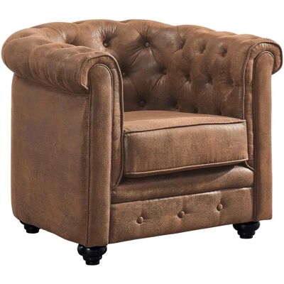 Unique Chesterfield Mikrofaser Sessel - Vintage Stil Unique Chesterfield Mikrofaser Sessel - Vintage Stil
