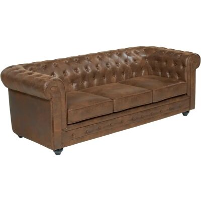 Canapé Chesterfield 3 places en microfibre vintage - Canapé Canapé Chesterfield 3 places en microfibre vintage - Canapé