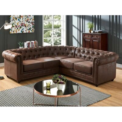 Vente-unique Chesterfield Microfiber Hoekbank - 5 Zits Vente-unique Chesterfield Microfiber Hoekbank - 5 Zits