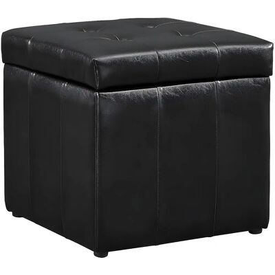 Pouf coffre de rangement Serafino en simili - Noir - Vente-Unique - Publicité Pouf coffre de rangement Serafino en simili - Noir - Vente-Unique - Publicité