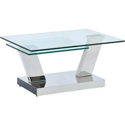 Vente-unique OYRUS Coffee Table - Pivoting Rectangular Trays - Tempered Glass Vente-unique OYRUS Coffee Table - Pivoting Rectangular Trays - Tempered Glass