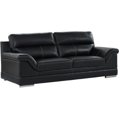 Vente-unique Monika 3-Sitzer Schwarzes Leder-Sofa - Sofa Vente-unique Monika 3-Sitzer Schwarzes Leder-Sofa - Sofa
