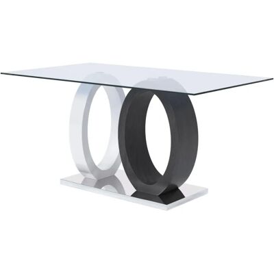 Mesa de comedor Ayane de Unique - Cristal templado y MDF - Gris y Blanco Mesa de comedor Ayane de Unique - Cristal templado y MDF - Gris y Blanco