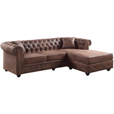 Canapé d'angle réversible en microfibre Toledo - Style Chesterfield - Publicité Canapé d'angle réversible en microfibre Toledo - Style Chesterfield - Publicité