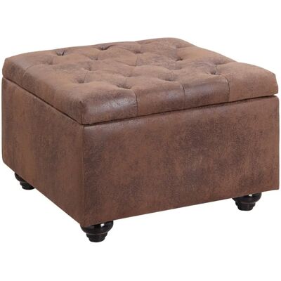 Lomai Pouf Vintage Microfibre de Rangement - 61x61x44cm - Publicité Lomai Pouf Vintage Microfibre de Rangement - 61x61x44cm - Publicité