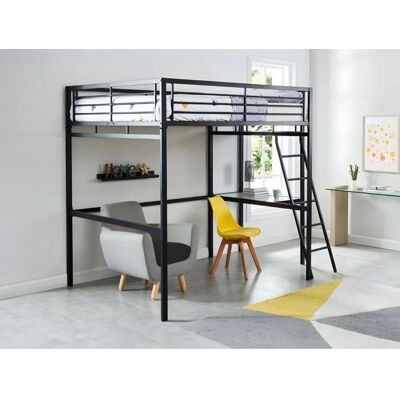 Vente-unique Lit mezzanine avec bureau - 140x190cm - Anthracite Vente-unique Lit mezzanine avec bureau - 140x190cm - Anthracite