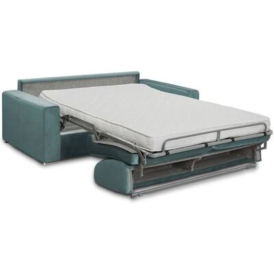 Canapé-lit en velours Vente-unique 2 places - Vert - Matelas 120cm - Publicité Canapé-lit en velours Vente-unique 2 places - Vert - Matelas 120cm - Publicité
