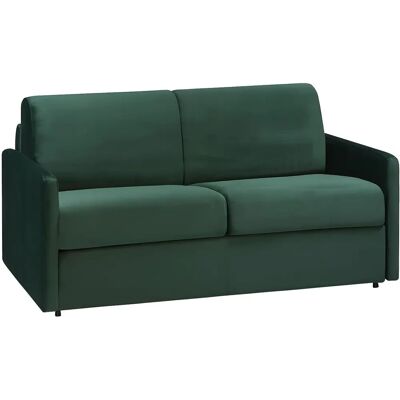 Canapé convertible en velours Calife Vente-unique Vert pin - 2 places - Matelas 120cm - Publicité Canapé convertible en velours Calife Vente-unique Vert pin - 2 places - Matelas 120cm - Publicité